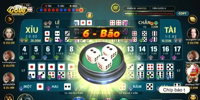 Tìm hiểu các loại cược game sicbo Go88 và tỷ lệ trúng thưởng