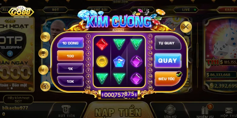 Cách chơi game slot kim cương Go88 chi tiết